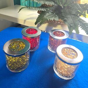 Vintage Decorative Glass Tea Light Candle Holders Set of 4